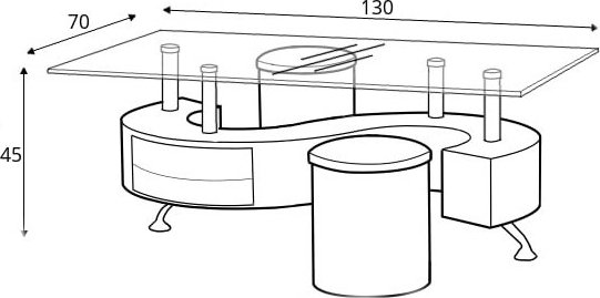 Meeting Couchtisch inklusive Hocker - Dunkelgrau/Grau