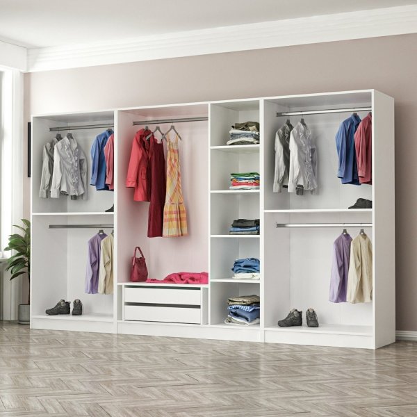 Cavolo Kleiderschrank 315 cm, Variante A - Weiß