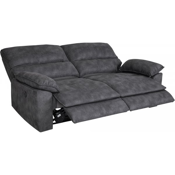 Coventry 3-Sitzer-Sofa mit elektrischer Liegefunktion, graue Mikrofaser