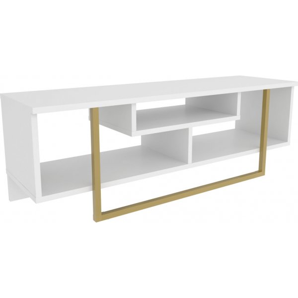 Asal Medienbank 120 cm - Gold/Weiß