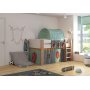Für Kinder-Hochbett 90 x 200 cm - Weiß/Grau/Braun