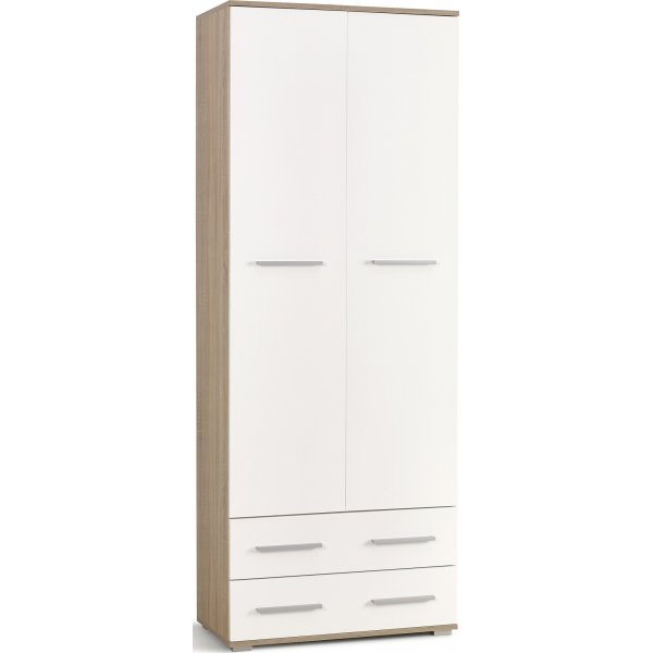 Kleiderschrank Abdel - Weiß/Eiche