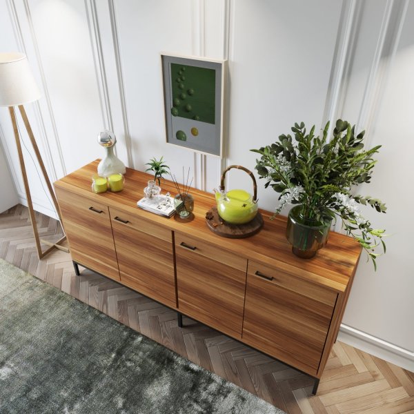 Porta Sideboard - Nussbaum/schwarz