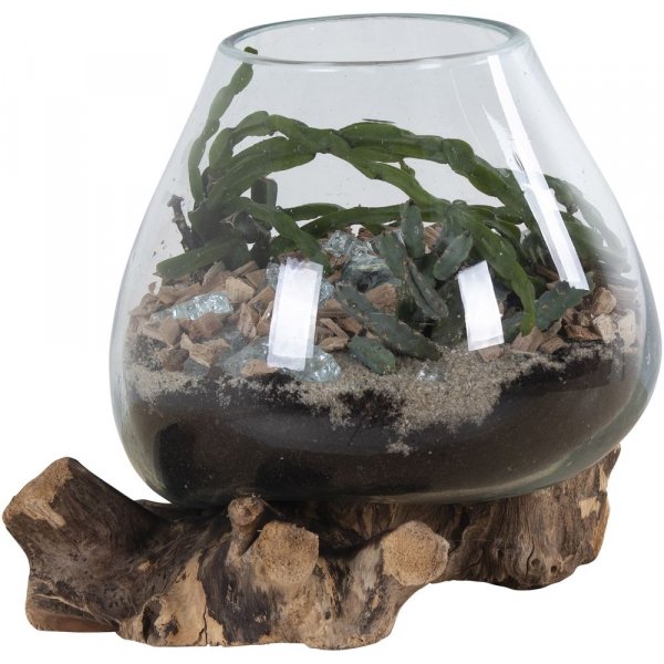 San Marino Wassertropfenvase - Teak/Glas - 15-20 cm
