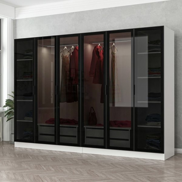 Cavolo Kleiderschrank 270 cm, Variante B - Weiß