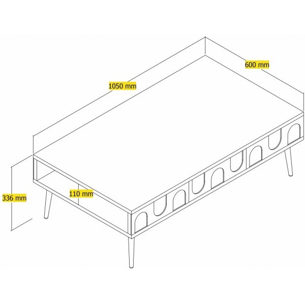 Lyon Couchtisch 105 x 60 cm - Creme/Gold
