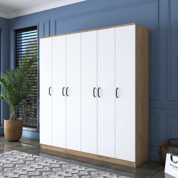 Baden Kleiderschrank 14 - Nussbaum/weiß