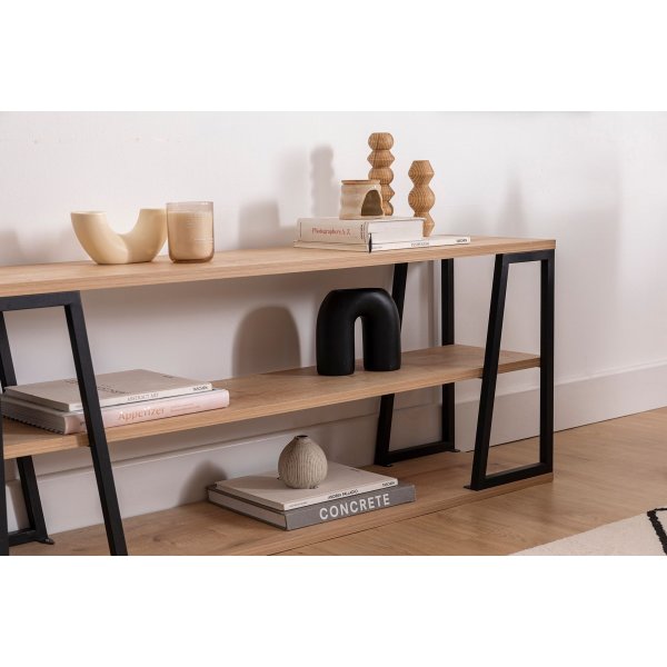 Lissa Medienbank 160 cm - Saphireiche/Schwarz