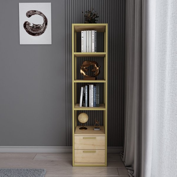 Robbins Bücherregal - Gold/Eiche