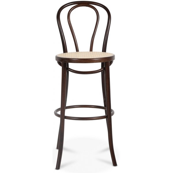 Biegeholz Barstuhl No 18 - Walnuss / Rattan