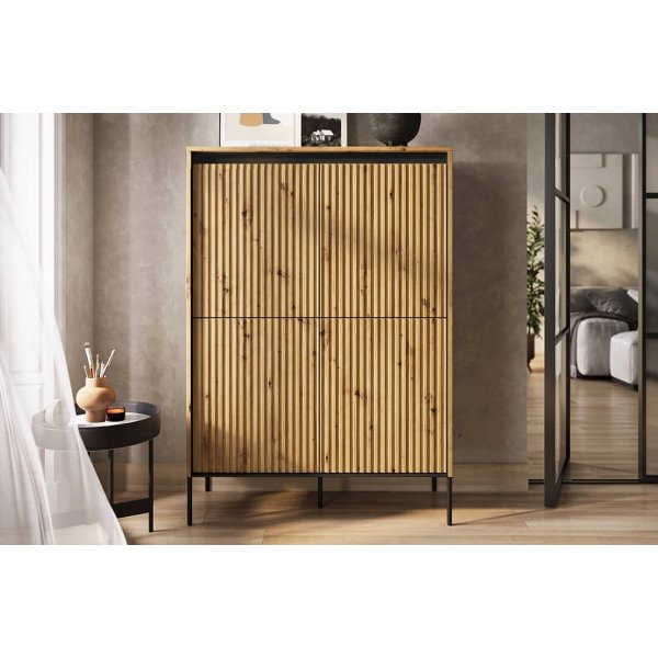 Trendschrank H140 cm - Artisan-Eiche/Schwarz