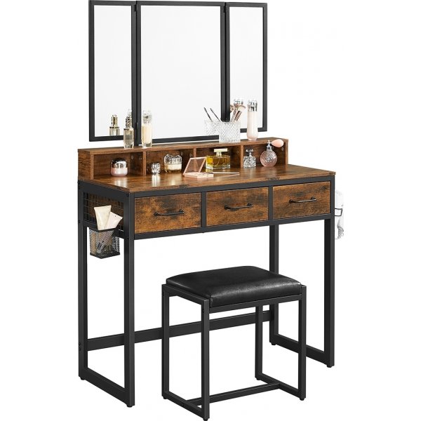 Schminktisch Jennie 90 x 40 cm - Braun/Schwarz