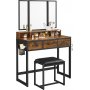 Schminktisch Jennie 90 x 40 cm - Braun/Schwarz