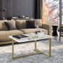 Merida Couchtisch 92 x 64 cm - Gold/Weiß