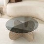 Bubble Couchtisch Ø75 cm - Travertin/rauchfarbenes Glas