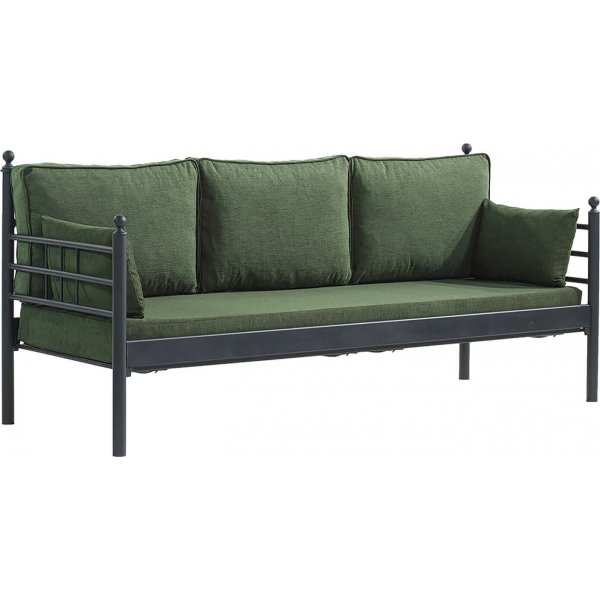 Manyas 3-Sitzer Outdoor-Sofa - Schwarz/Grün + Textilreinigung für Möbel