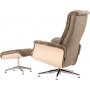 Schaffellsessel mit Fußhocker - Braun / Eiche - Ulla