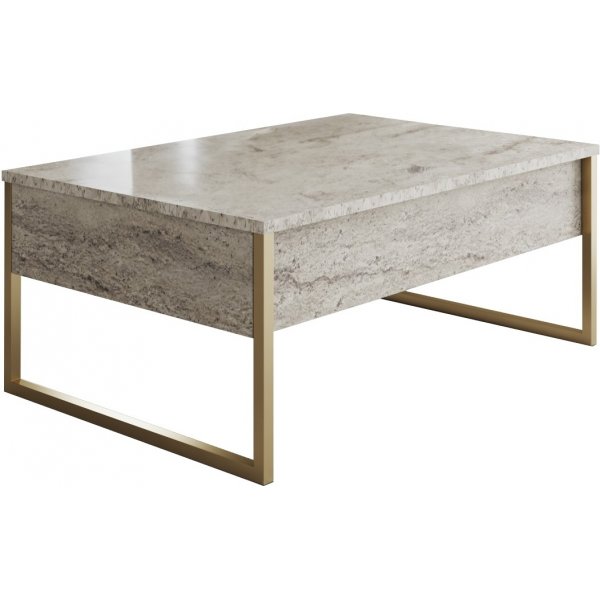 Lux Couchtisch 90 x 60 cm - Travertin/Gold