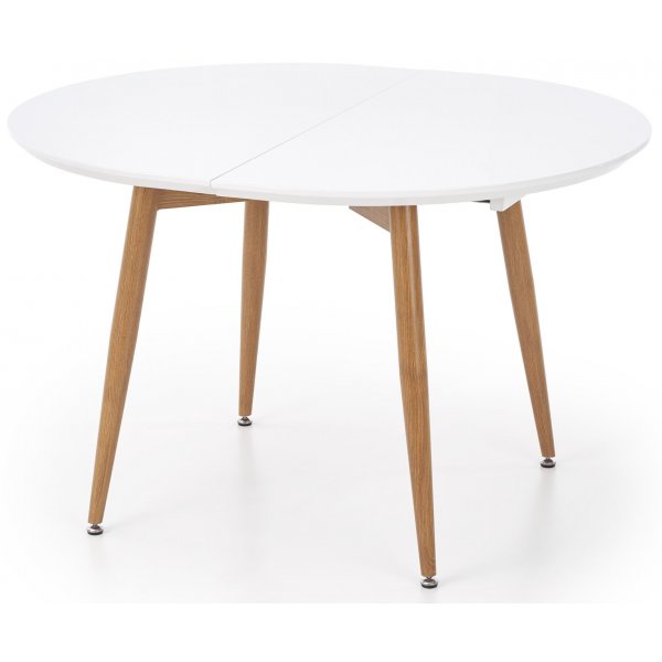 Paloma Esstisch, verstellbar 120-200 cm - Weiß Hochglanz / Eiche