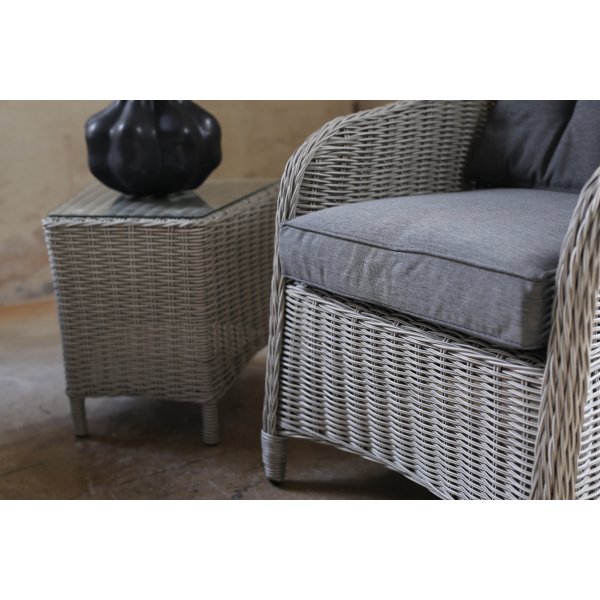Solhaga Gartenmöbel-Set 2 Sessel mit Tisch - Graues synthetisches Rattan