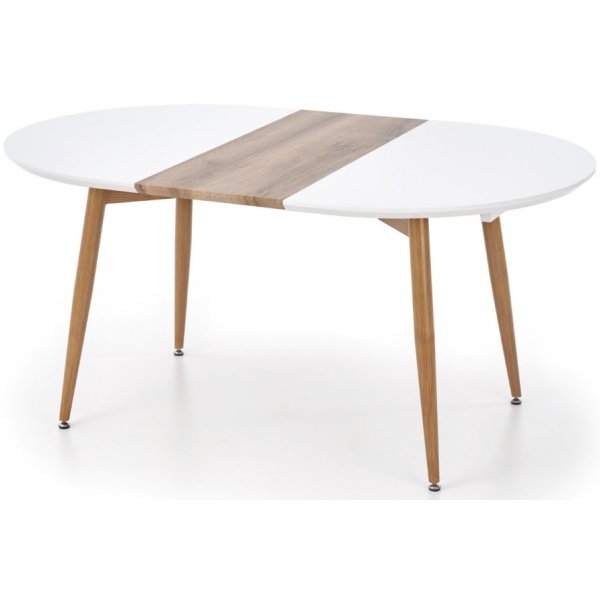 Paloma Esstisch, verstellbar 120-200 cm - Weiß Hochglanz / Eiche
