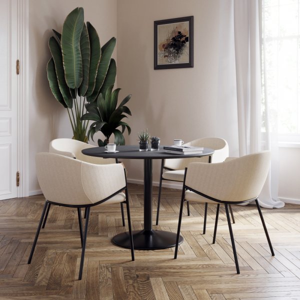 Sitz Esstisch Hochdrucklaminat - Schwarz - ø110 cm