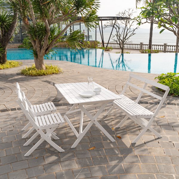 Knohult Outdoor-Sofa | Gartenbank - Weiß + Textilreinigung für Möbel