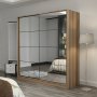 Kapusta Kleiderschrank mit Spiegeltüren, 220x52x210 cm - Braun