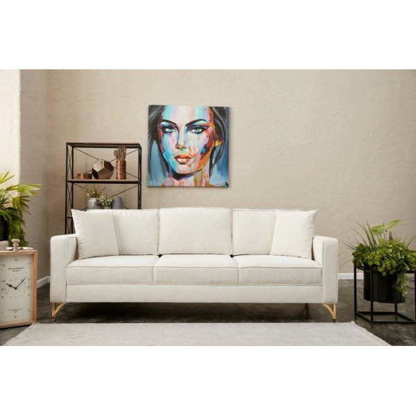 Berlin 3-Sitzer-Sofa - Cremeweiß/Gold