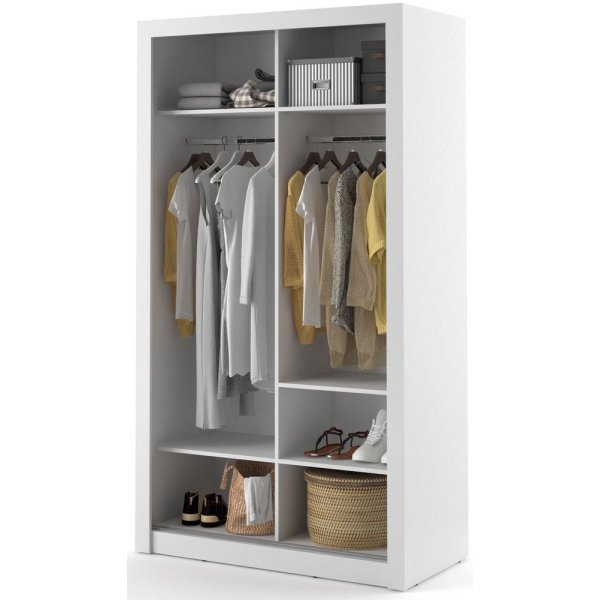 Mervyn Garderobe mit Schiebetüren und Stauraum D120 cm - weiß