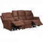 Relaxsofa mit Getränkehalter - 3-Sitzer (elektrisch) in braunem Mikrofaserstoff