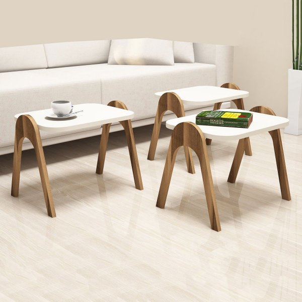 Couchtisch Paris 48,6 x 35,5 cm - Nussbaum/Creme