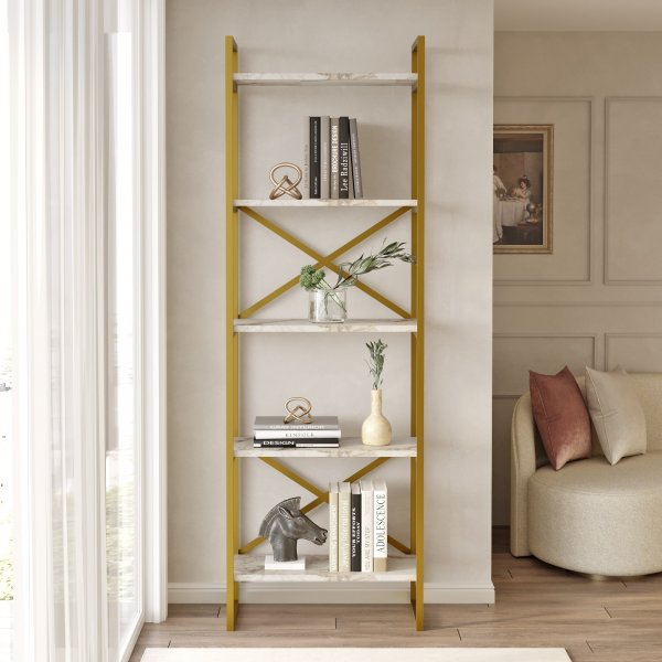 Voyage Bücherregal 3 Marmor/Gold