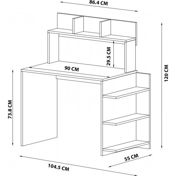 Bett Schreibtisch 104,5 x 55 cm - Weiß