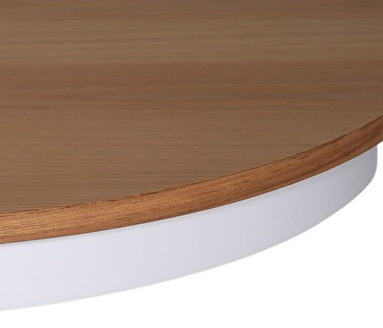 Esstisch rund ausziehbar Ø106-141 cm - Weiß / Geölte Eiche