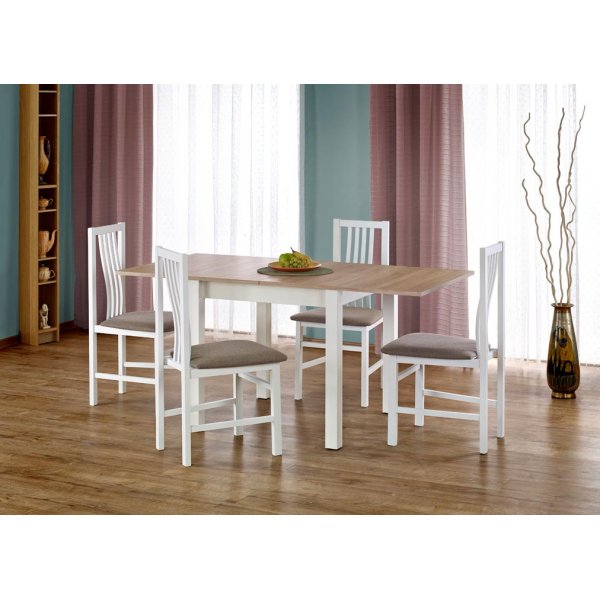 Yaritza ausziehbarer Esstisch 80-160 cm - Weiß/Eicheonoma