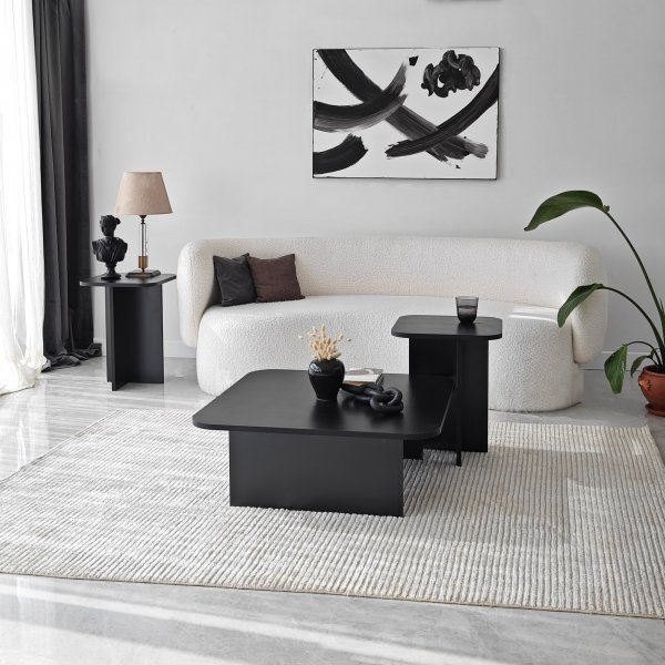 Blues Couchtisch-Set 40/40/80 x 40/40/80 cm - Schwarz
