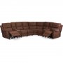 Relaxsofa Deluxe - 6-Sitzer (elektrisch) in braunem Mikrofaserstoff