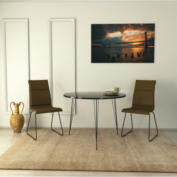 Sandalf Esstisch 90 cm - Schwarzer Marmor