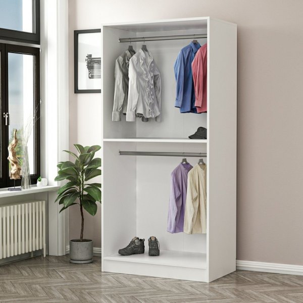 Cavolo Kleiderschrank 90 cm - Weiß/Schwarz