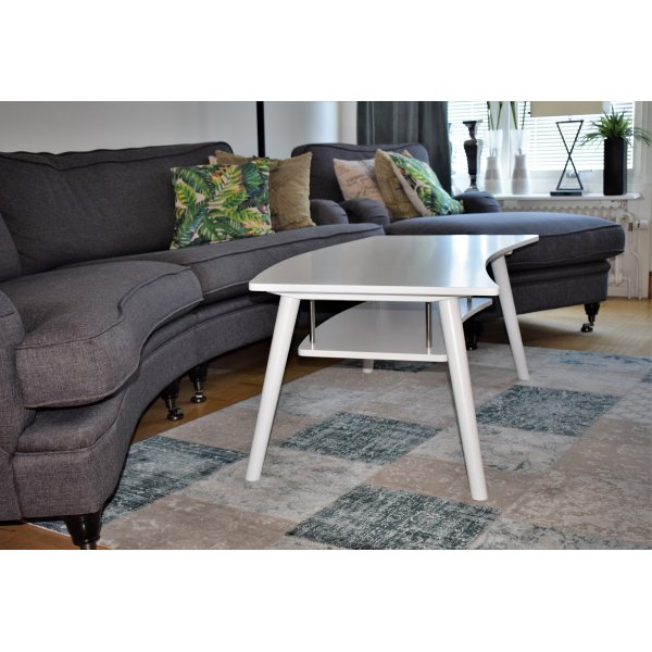 Louise ovaler Couchtisch mit Ablage - Weiß