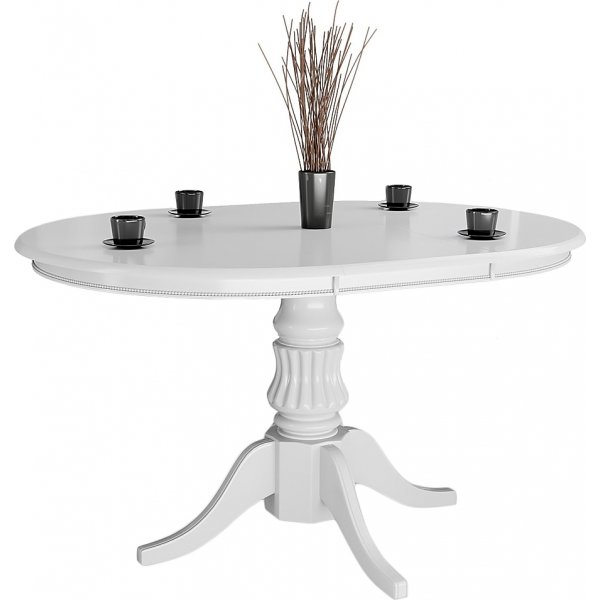 Esstisch 90/124 cm weiß - Dana + Möbelfüße