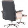 Relaxsessel mit Fußhocker - Graues Schaffellimitat/weiß getünchte Eiche