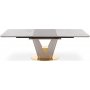 Valentino Esstisch 160-220 x 90 cm - Grauer Marmor/Hellgrau/Gold