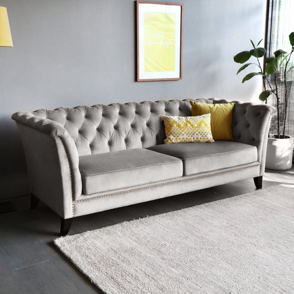 Sofa Chesterfield 3-Sitzer grau - Henry