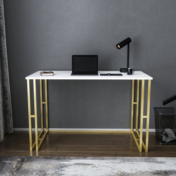 Kane Schreibtisch 120 x 60 cm - Gold/Weiß