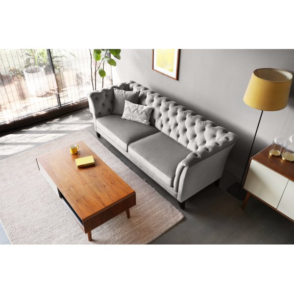 Sofa Chesterfield 3-Sitzer grau - Henry