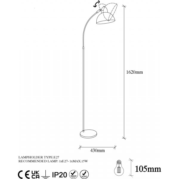 Varzan Stehlampe - Schwarz
