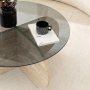 Bubble Couchtisch Ø75 cm - Travertin/rauchfarbenes Glas