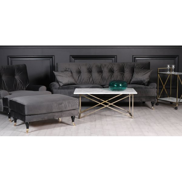 Adena 3-Sitzer Sofa - Dunkelgrauer Samt
